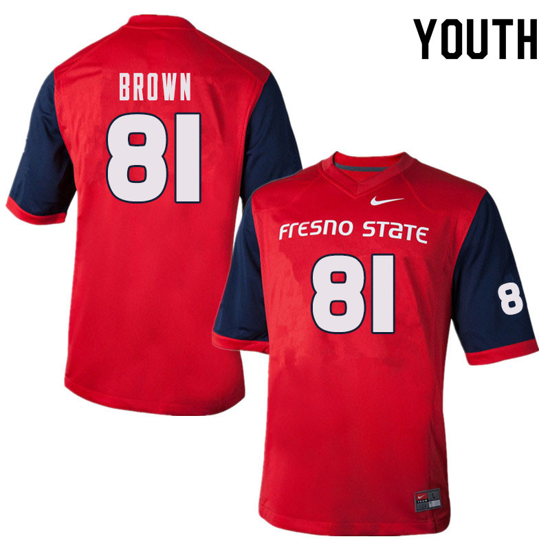 Youth #81 Jordan Brown Fresno State Bulldogs College Football Jerseys Sale-Red